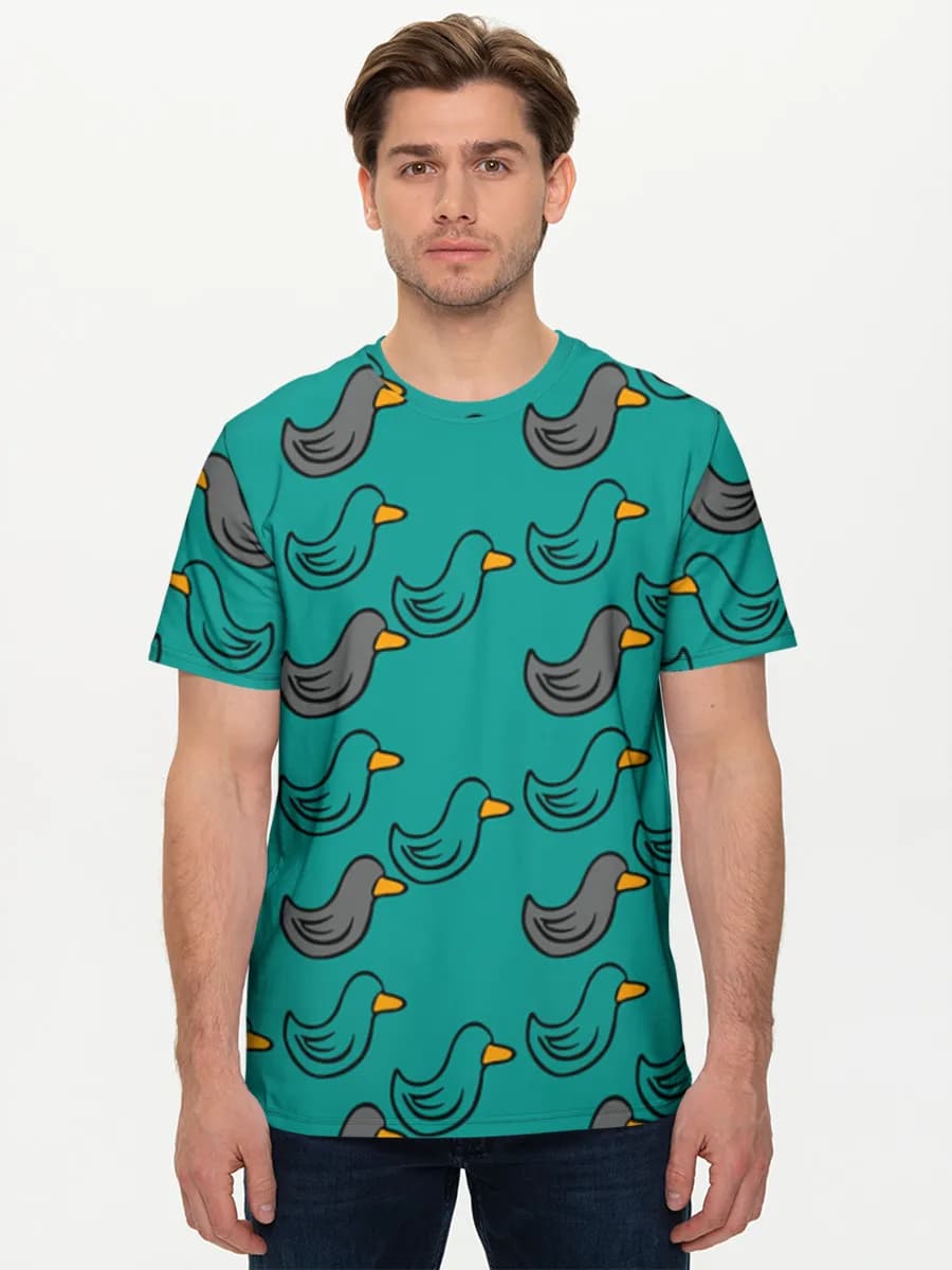 Cute Cartoon Ducks — Men's basic cotton T-shirt with all-over print, Duck theme