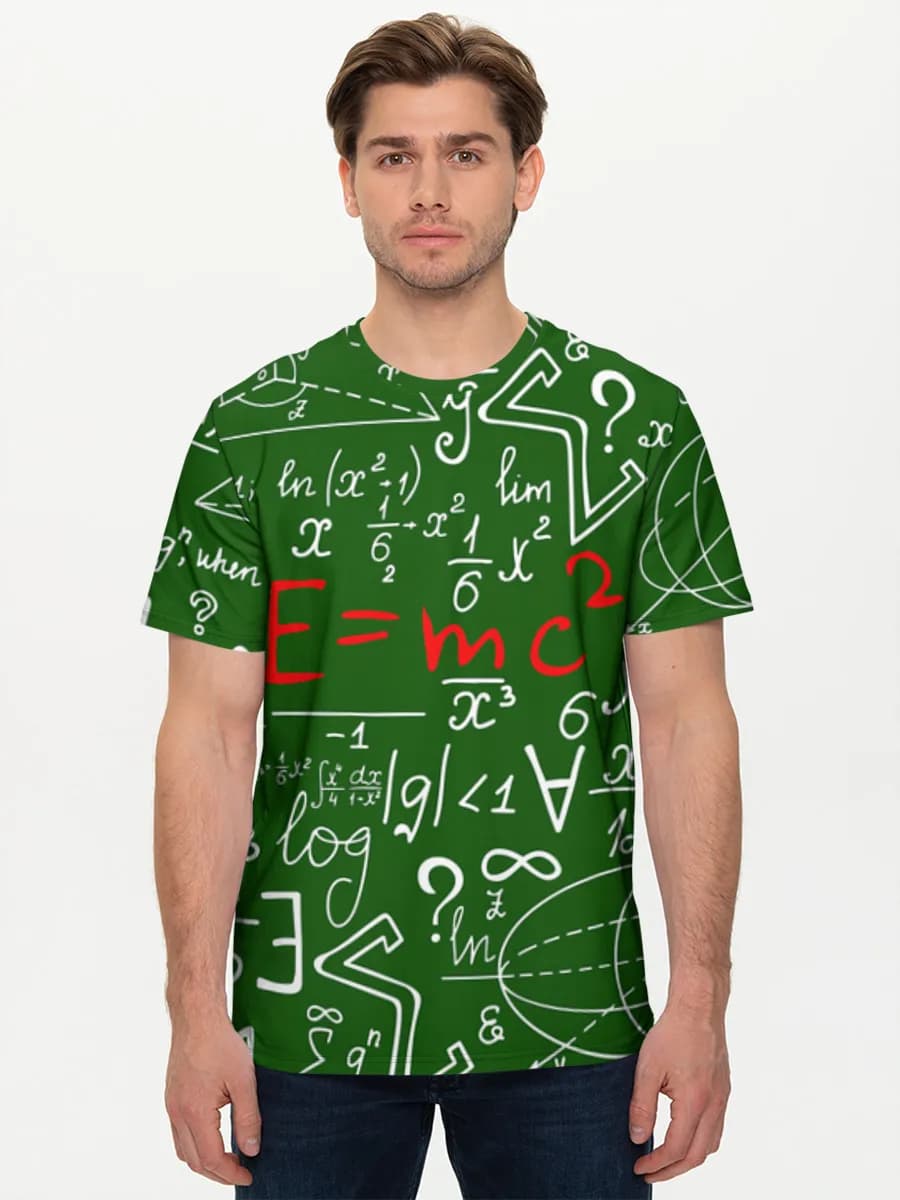 Math Chalkboard Equations — Men's basic cotton T-shirt with all-over print, Math theme