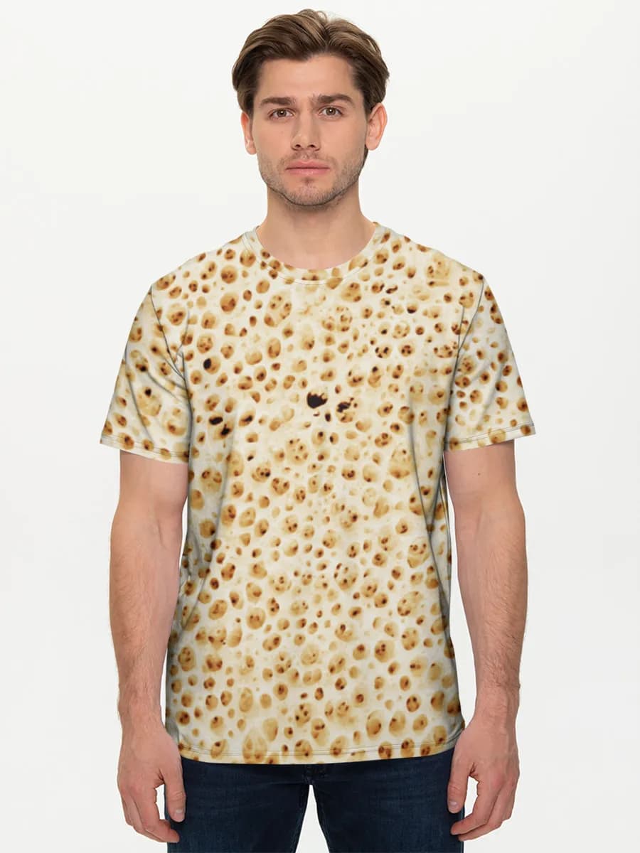 Pancake Bubble Texture — Men's basic cotton T-shirt with all-over print, Food theme