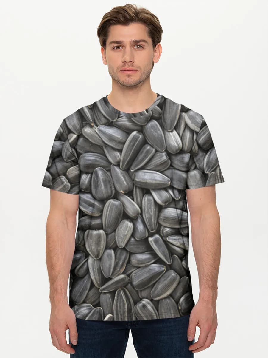 Sunflower Seed Texture — Men's basic cotton T-shirt with all-over print, Seeds theme