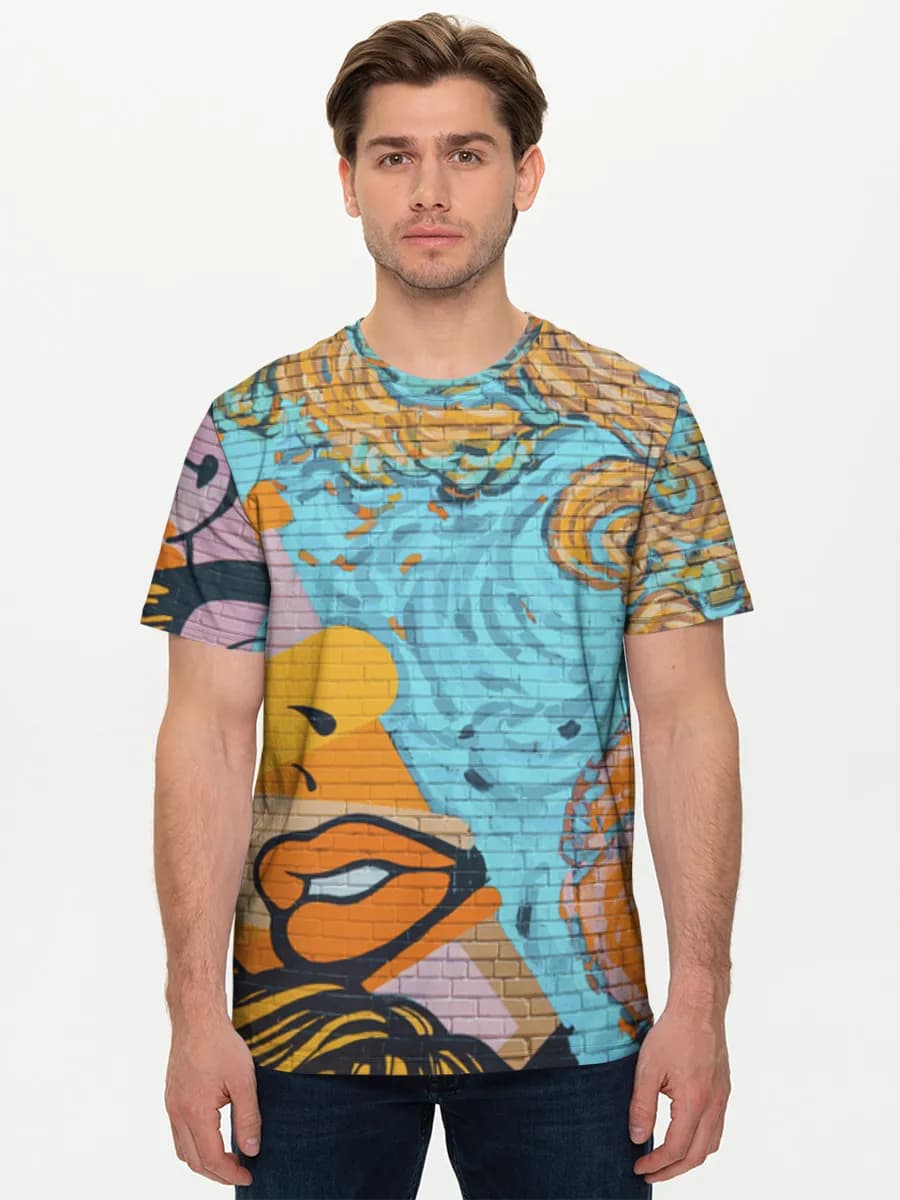 Pop Art Graffiti Heart — Men's basic cotton T-shirt with all-over print, Street Art theme