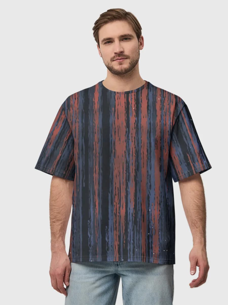 Grunge Vertical Brushstrokes — Men's oversized cotton T-shirt with all-over print, Abstract theme