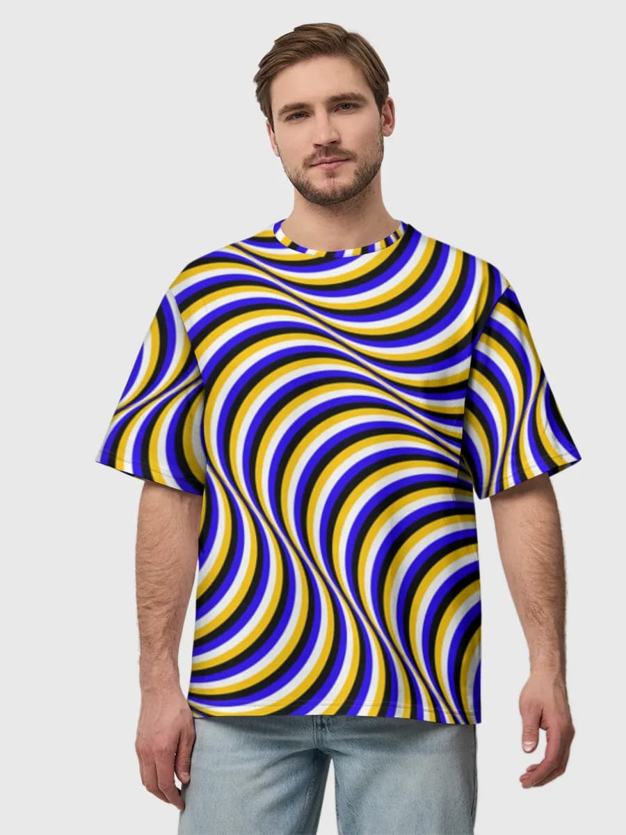Trippy Wavy Op Art — Men's oversized cotton T-shirt with all-over print, Abstract theme