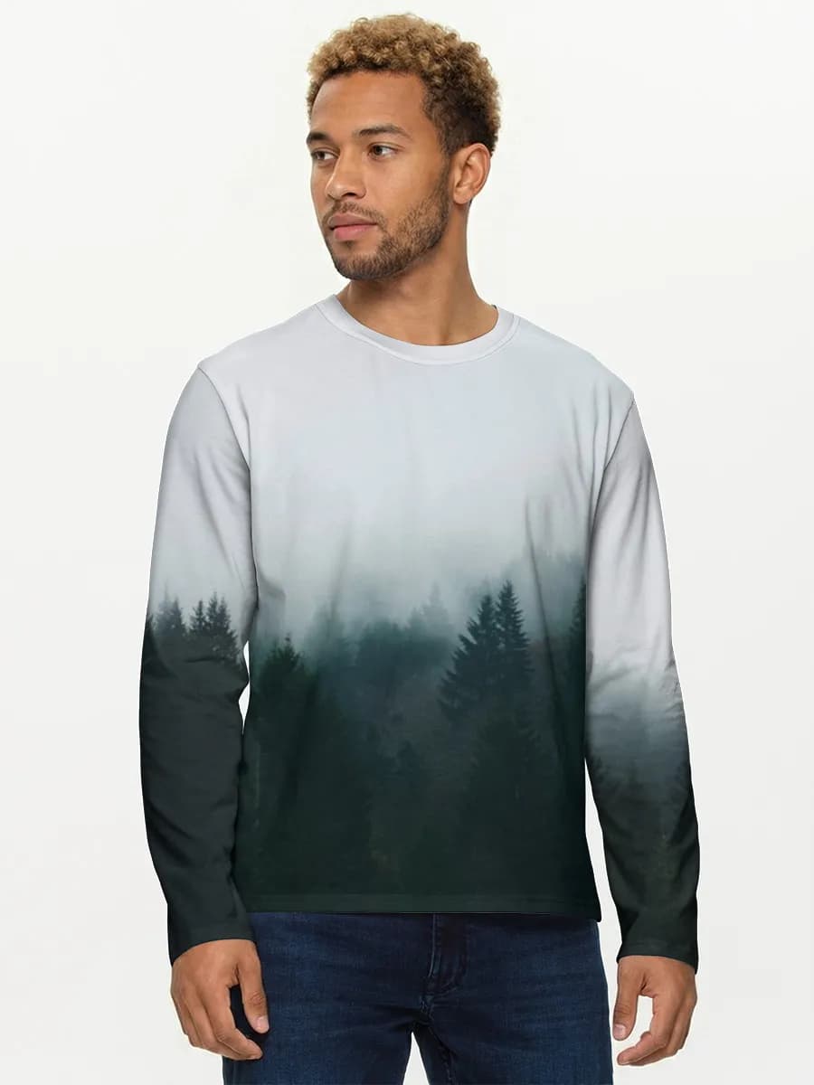 Herren Baumwoll Langarmshirt