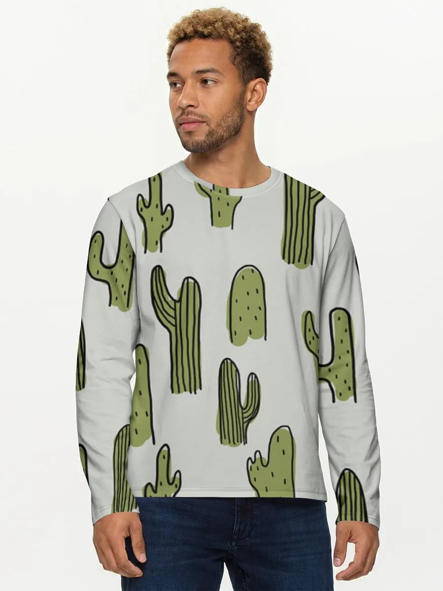 Herren Baumwoll Langarmshirt