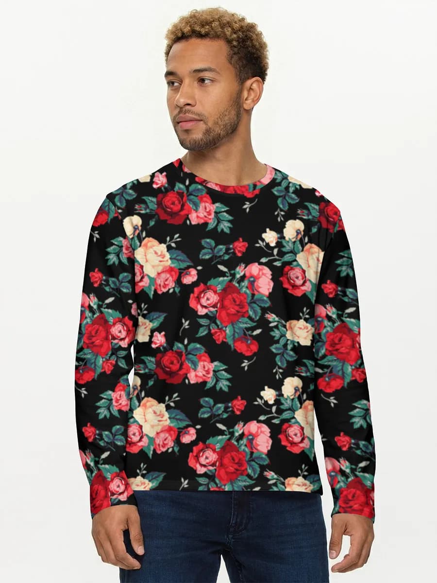 Herren Baumwoll Langarmshirt