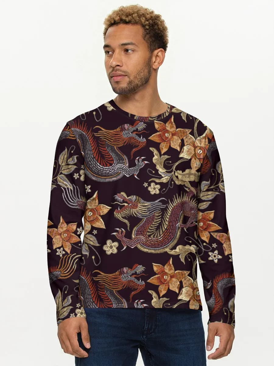 Herren Baumwoll Langarmshirt