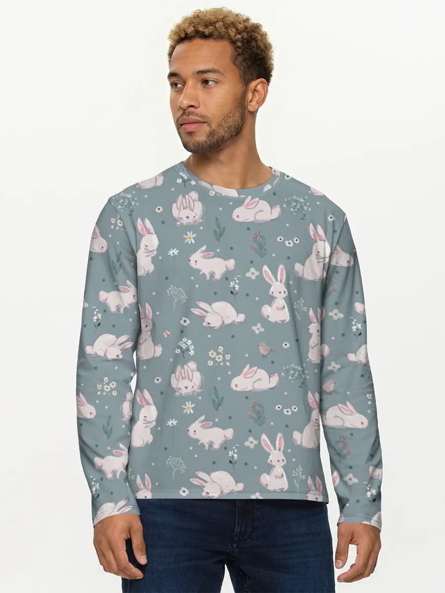 Herren Baumwoll Langarmshirt