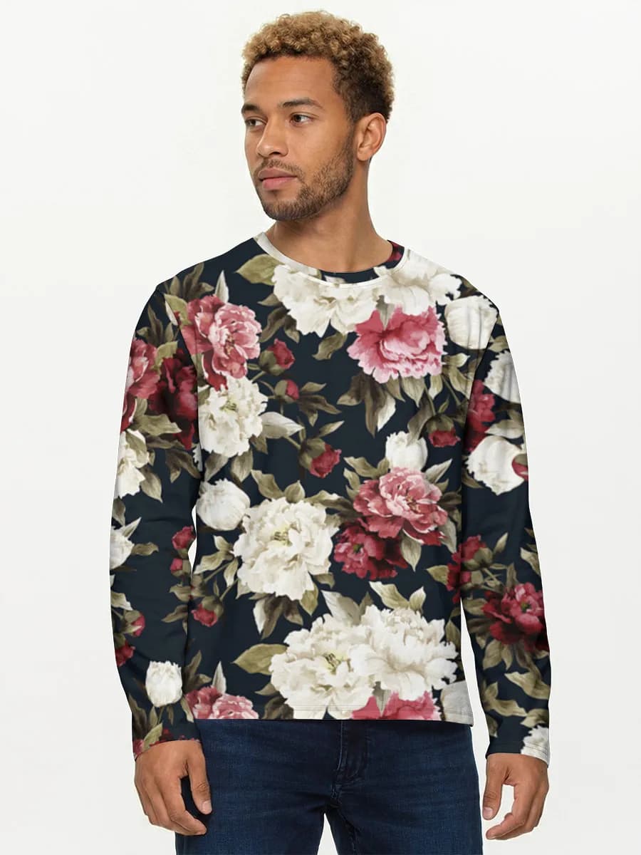 Herren Baumwoll Langarmshirt