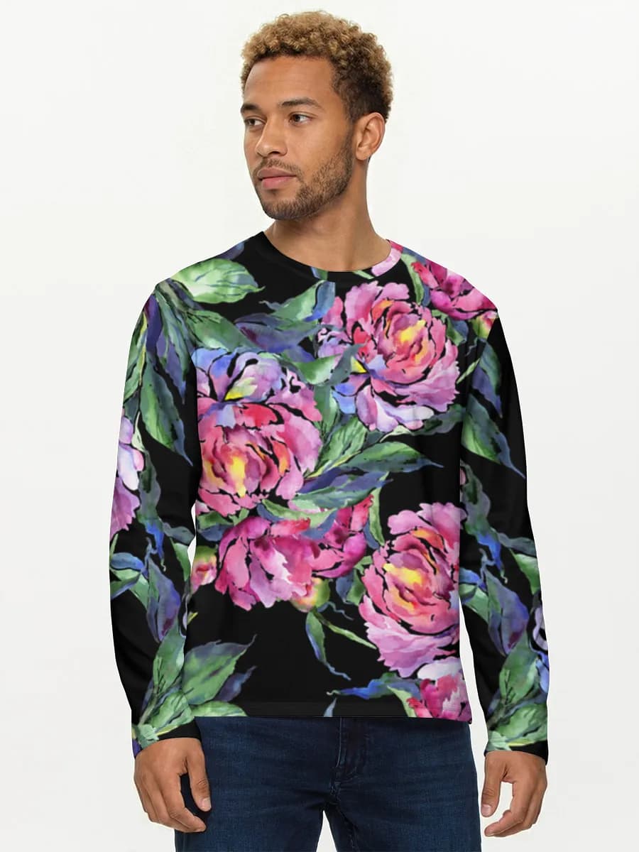 Herren Baumwoll Langarmshirt