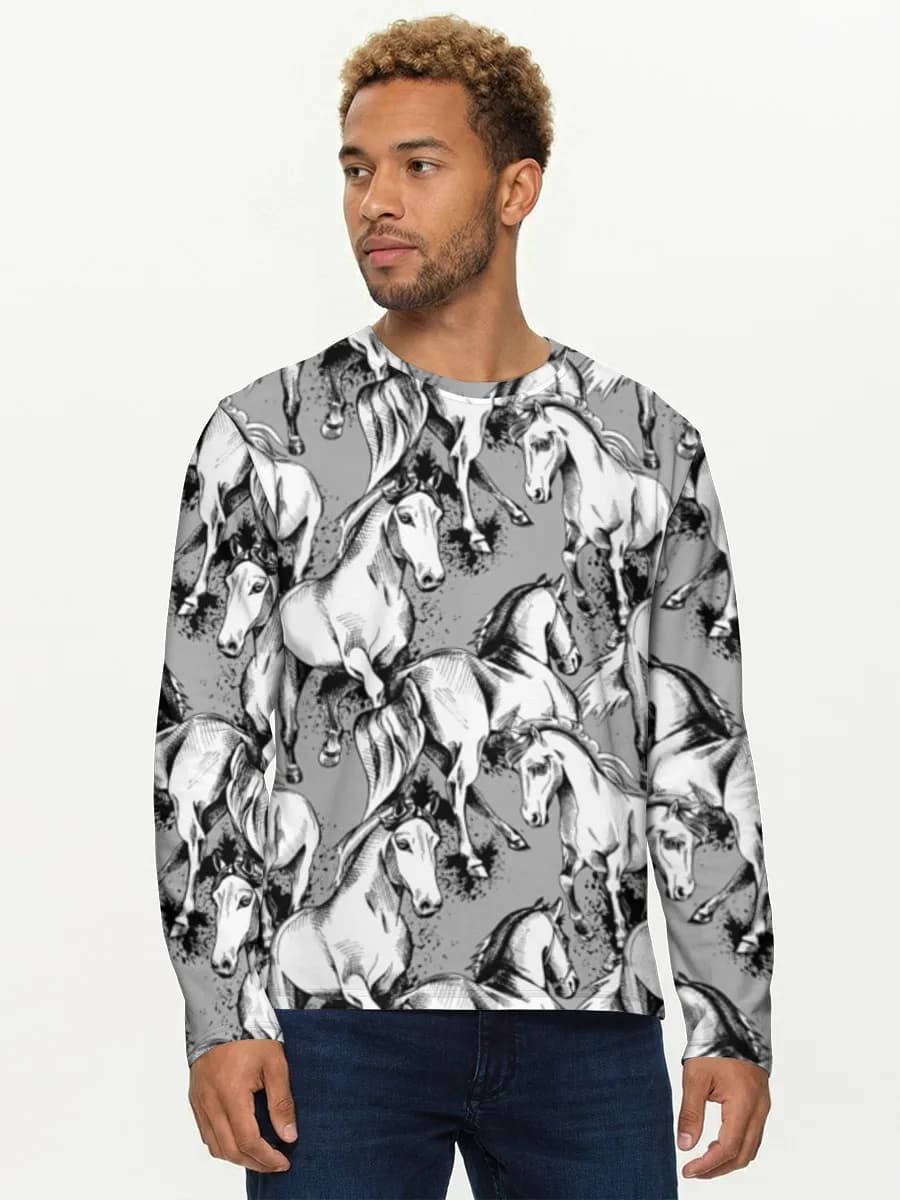 Herren Baumwoll Langarmshirt