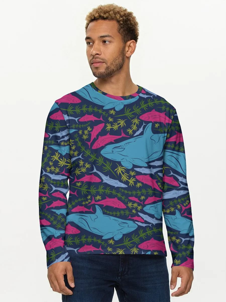 Herren Baumwoll Langarmshirt