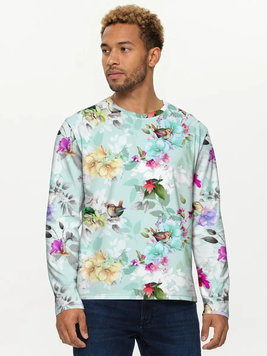 Herren Baumwoll Langarmshirt