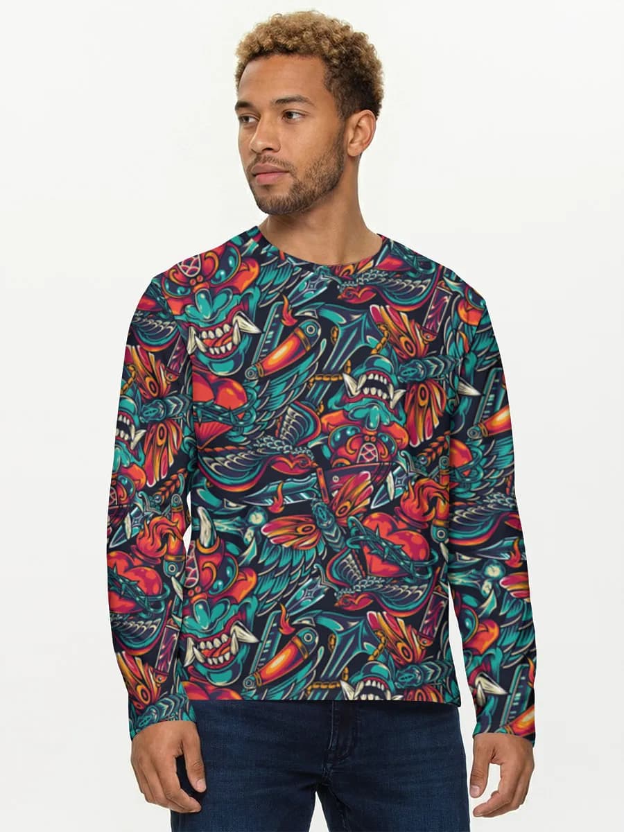 Herren Baumwoll Langarmshirt