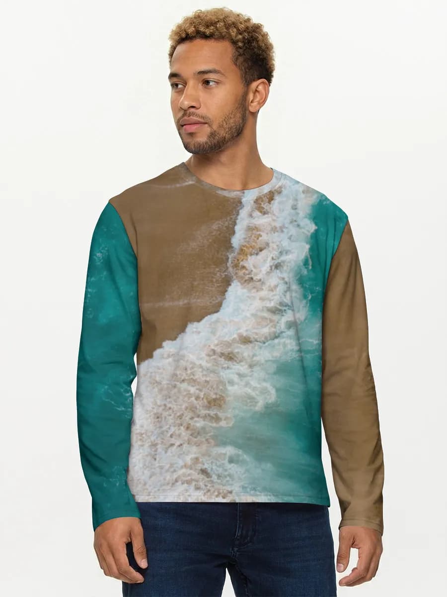 Herren Baumwoll Langarmshirt