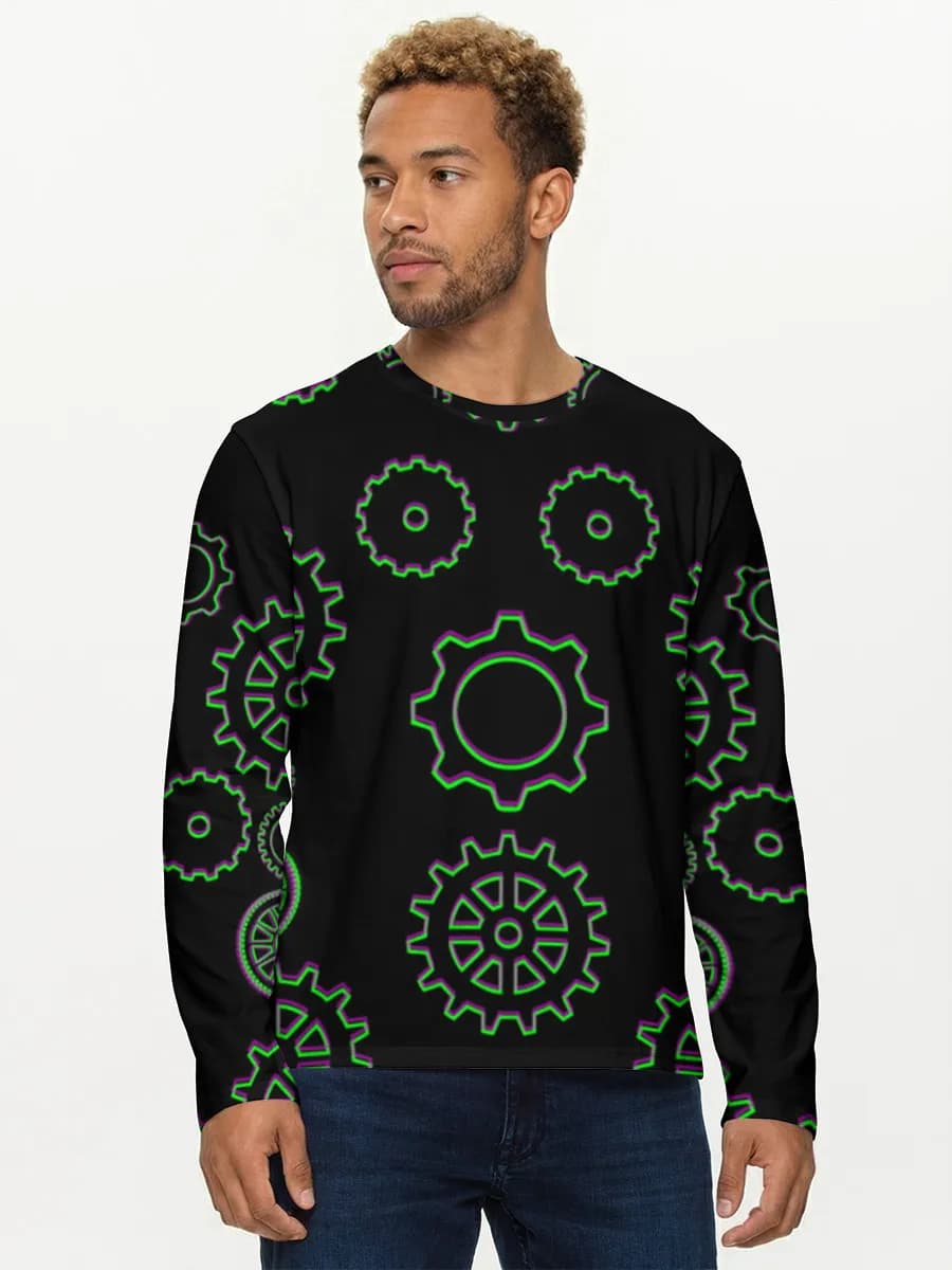 Herren Baumwoll Langarmshirt
