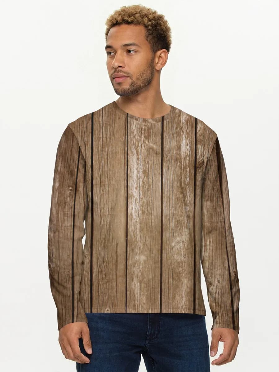 Rustic Wood Plank Texture — Men's cotton long sleeve shirt with all-over print, Wood theme