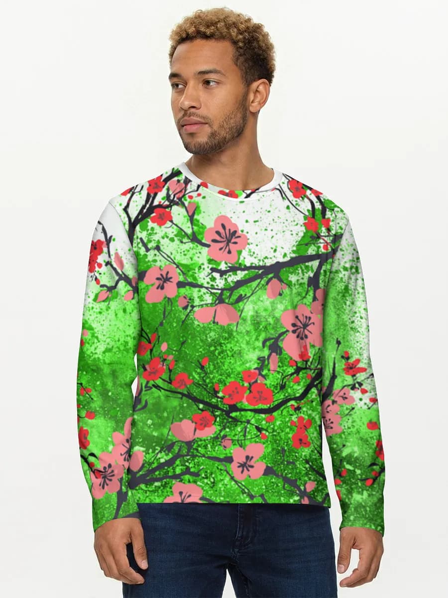 Herren Baumwoll Langarmshirt