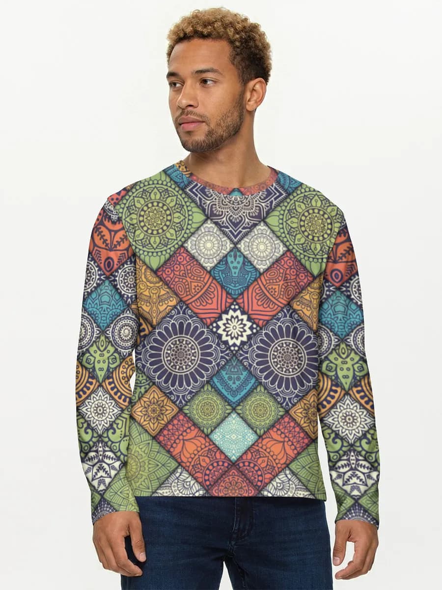 Herren Baumwoll Langarmshirt