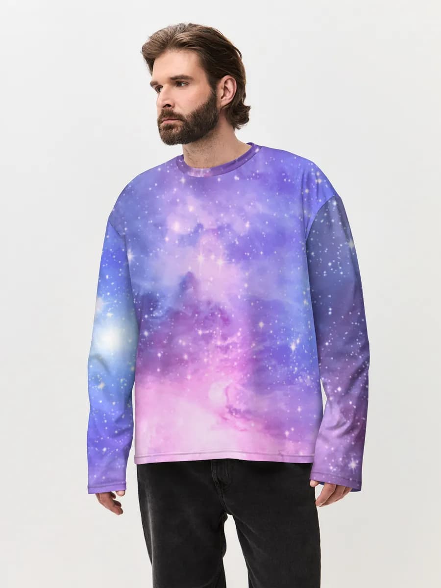 Herren Oversized Baumwoll Langarmshirt