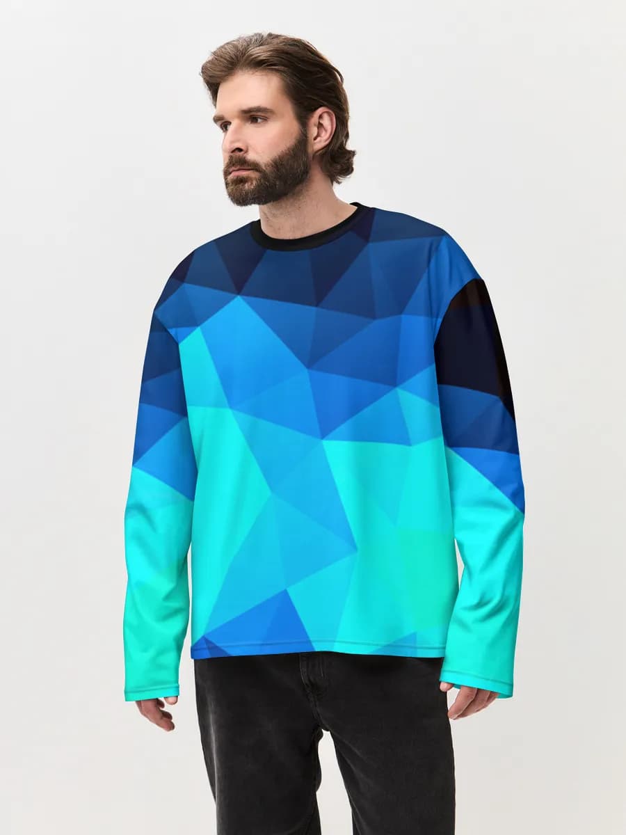Herren Oversized Baumwoll Langarmshirt