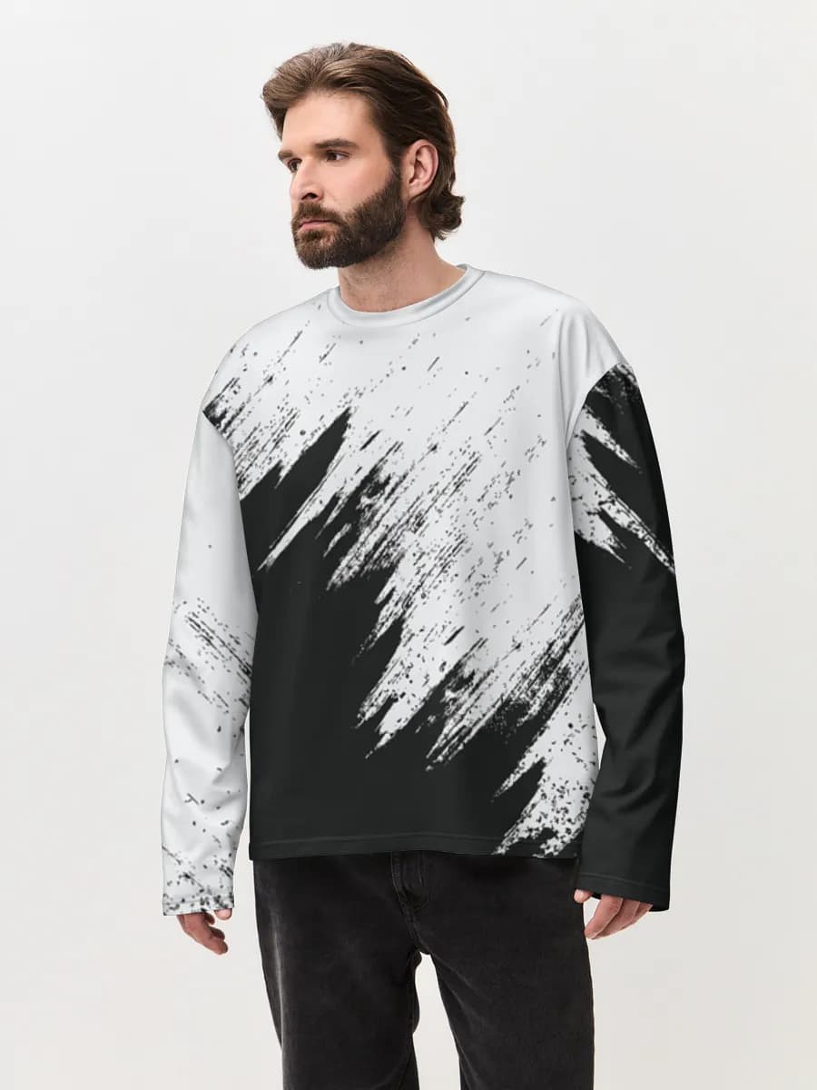 Camiseta de manga larga de algodón extragrande para hombre