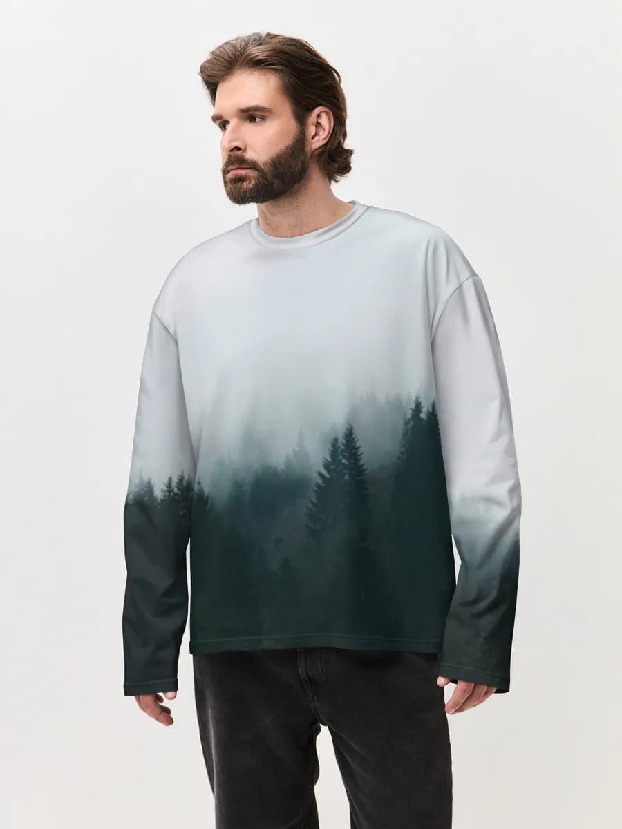 Herren Oversized Baumwoll Langarmshirt