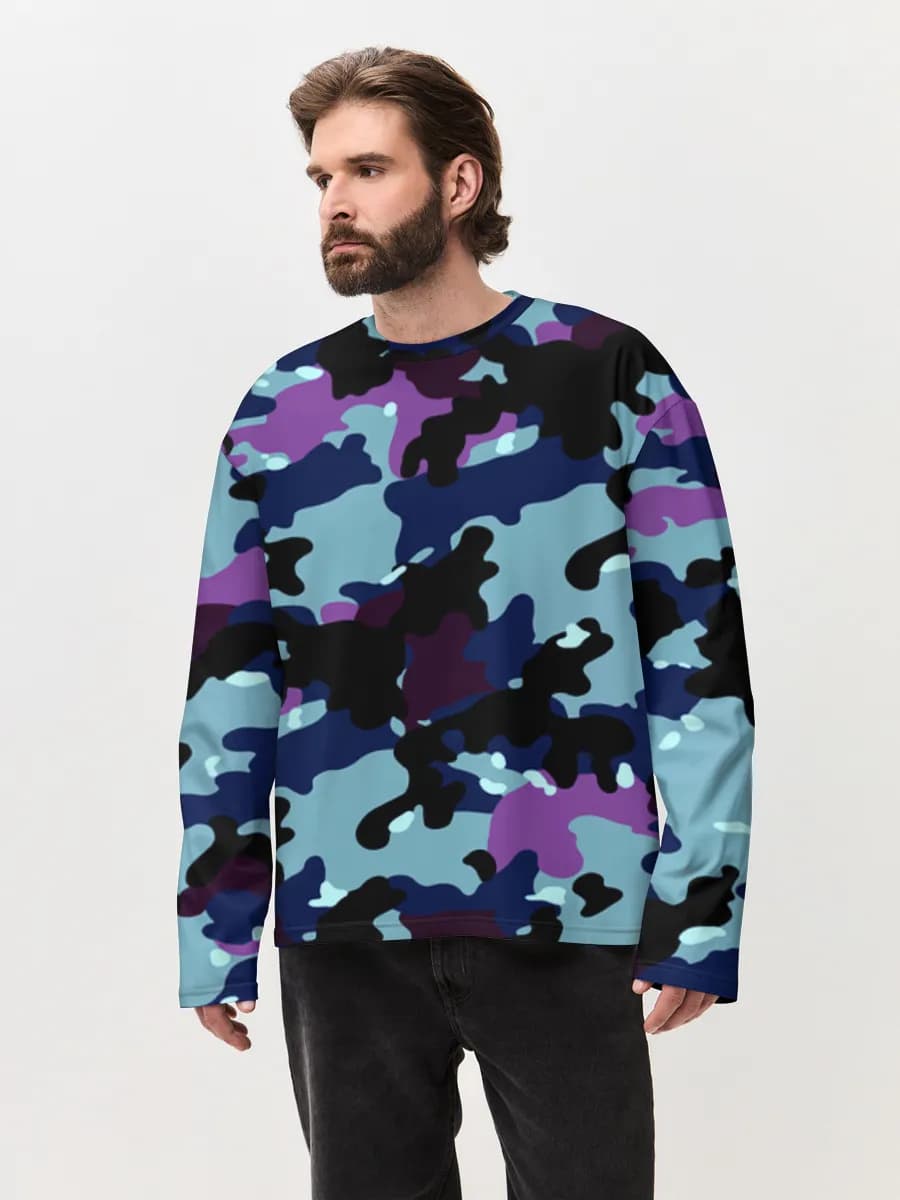Herren Oversized Baumwoll Langarmshirt
