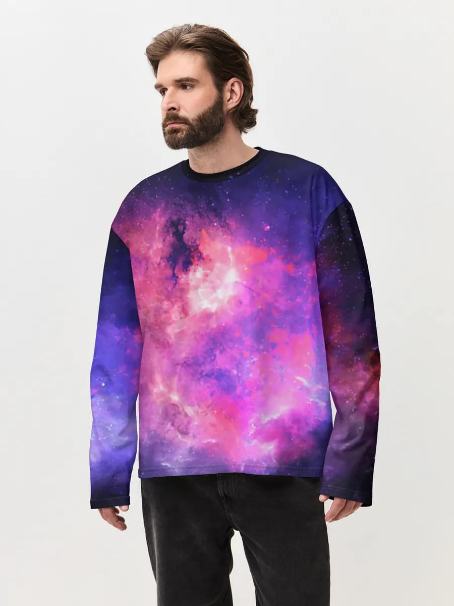 Herren Oversized Baumwoll Langarmshirt