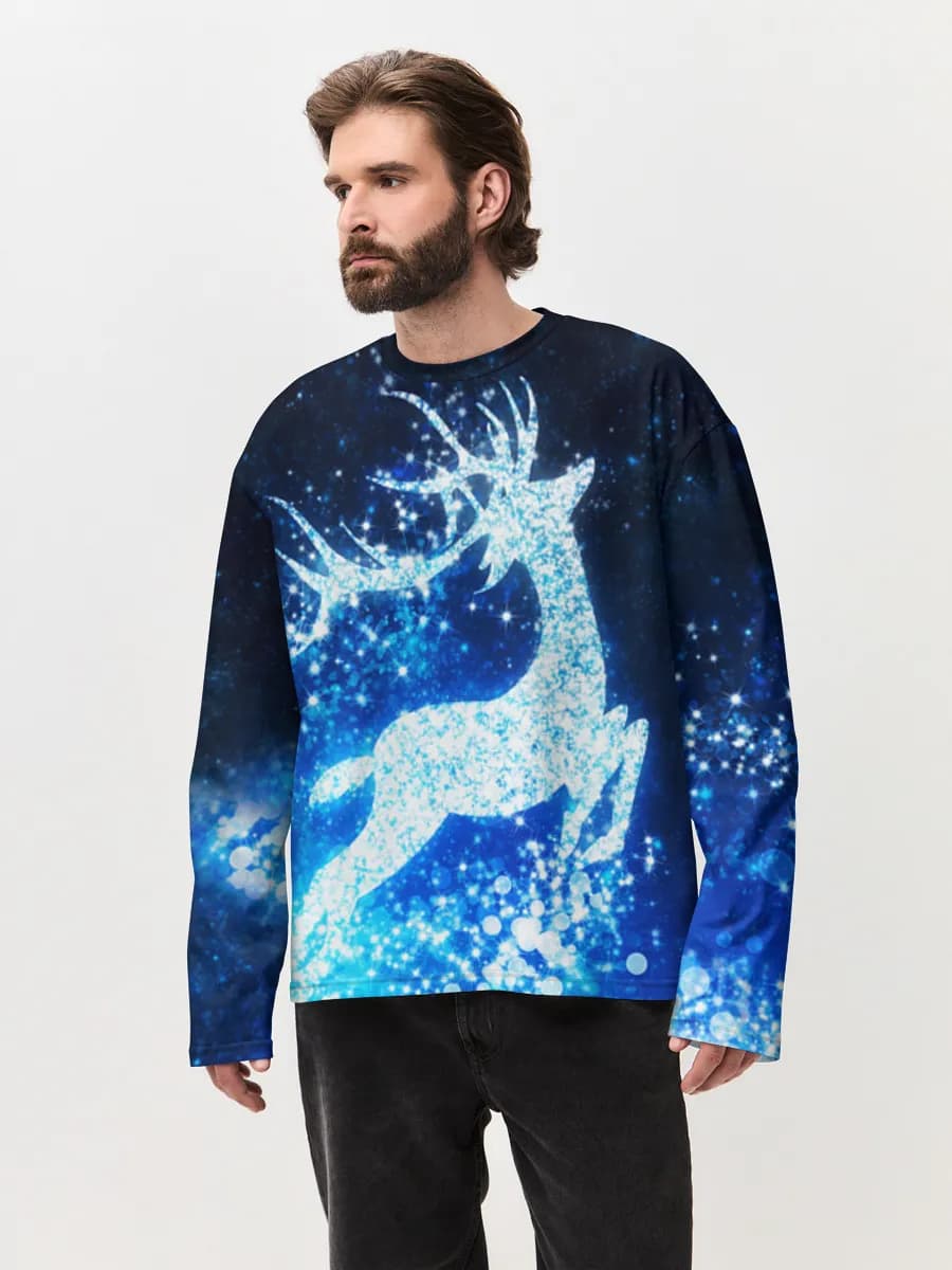 Herren Oversized Baumwoll Langarmshirt