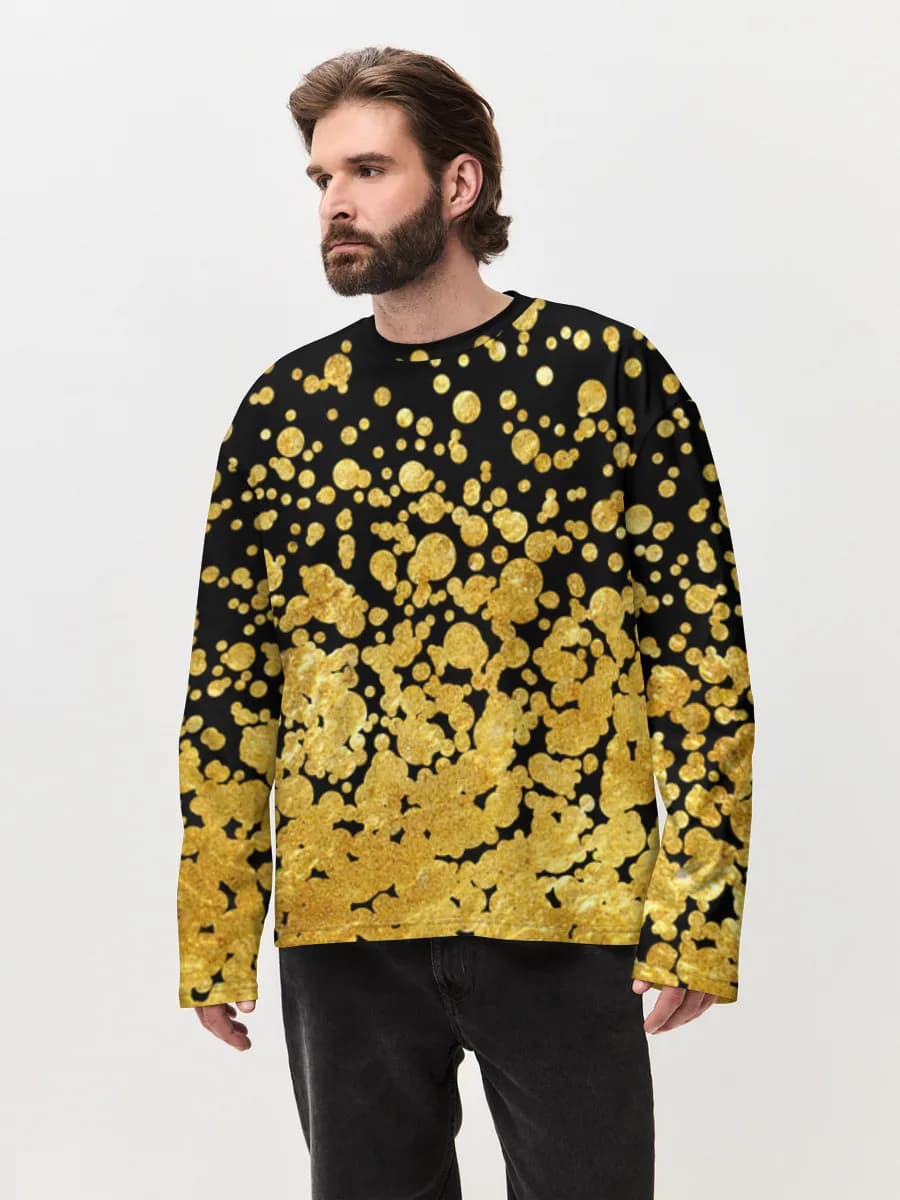 Herren Oversized Baumwoll Langarmshirt