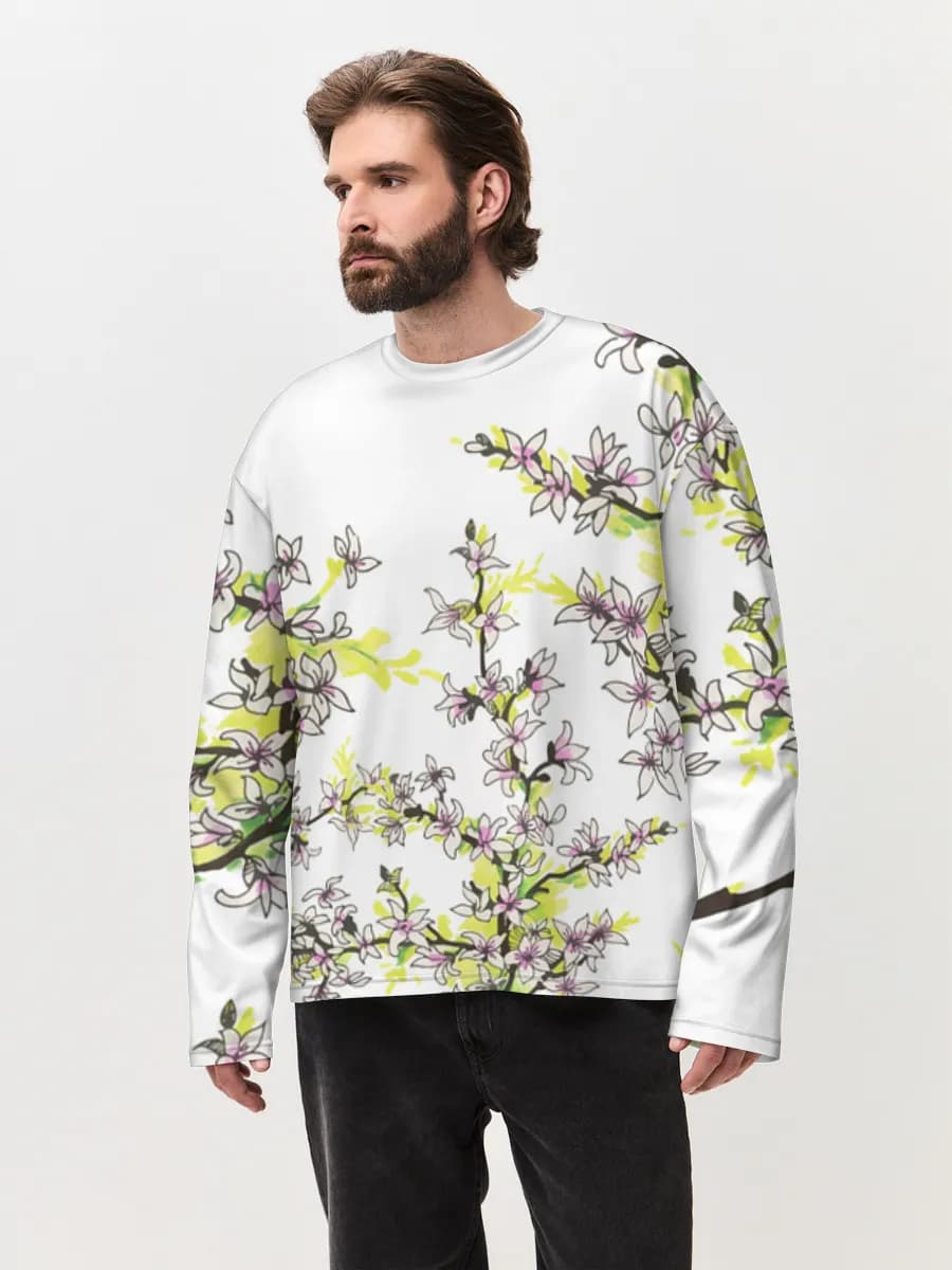 Camiseta de manga larga de algodón extragrande para hombre