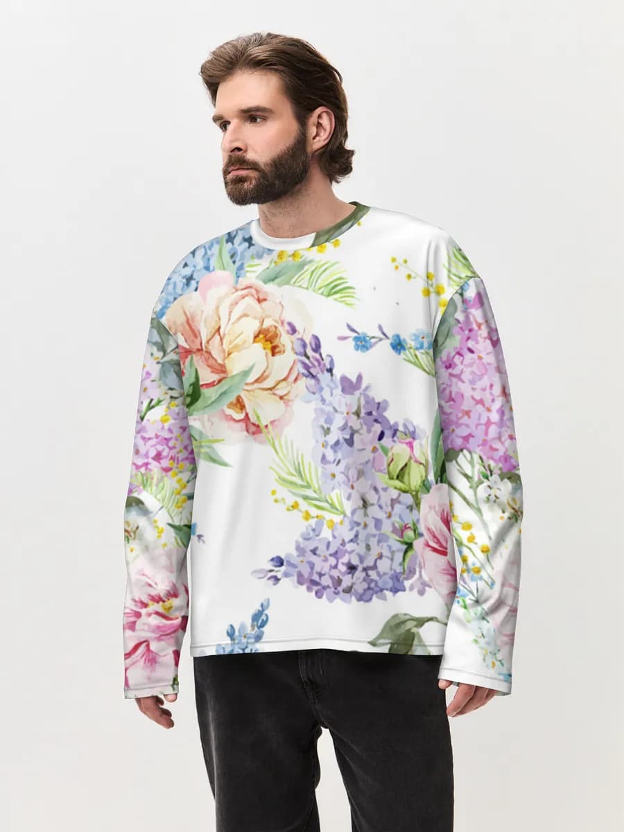 Camiseta de manga larga de algodón extragrande para hombre