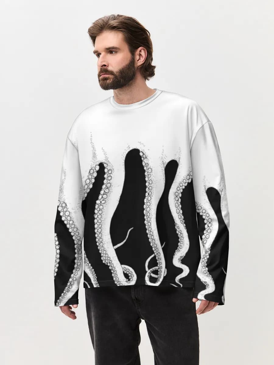 Herren Oversized Baumwoll Langarmshirt