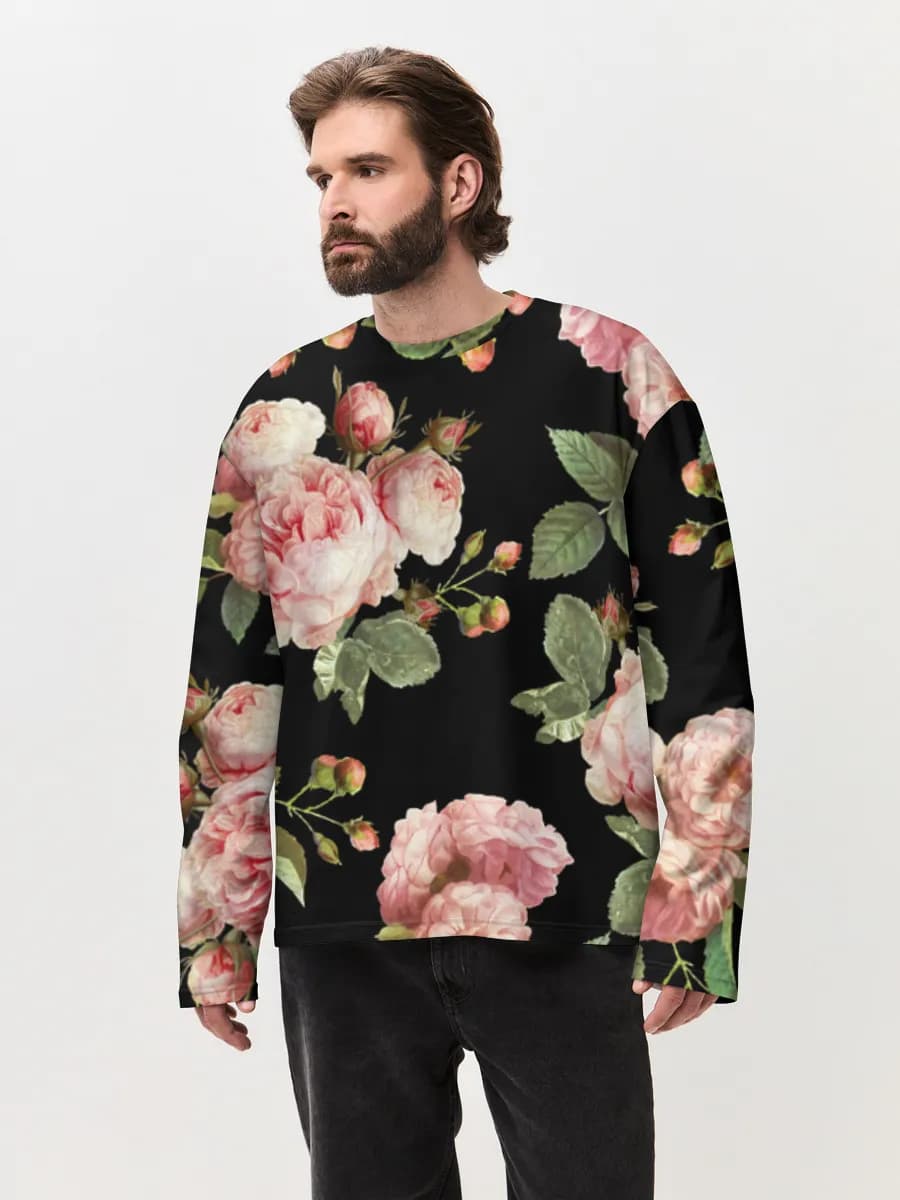 Herren Oversized Baumwoll Langarmshirt