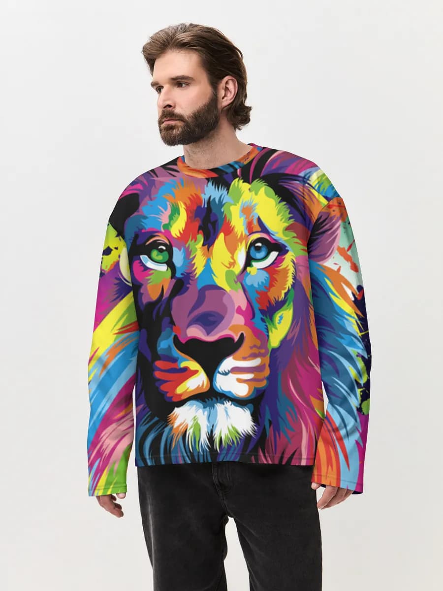 Herren Oversized Baumwoll Langarmshirt
