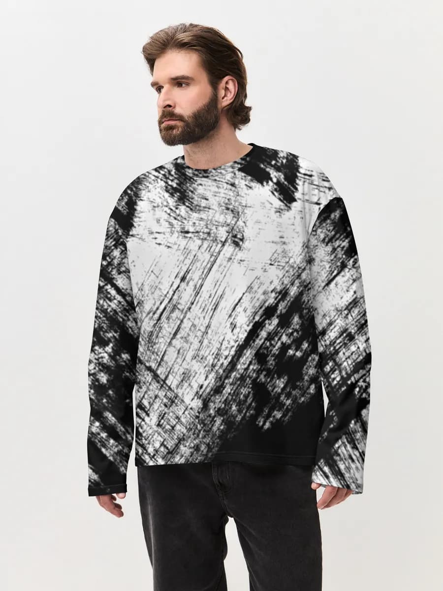 Camiseta de manga larga de algodón extragrande para hombre