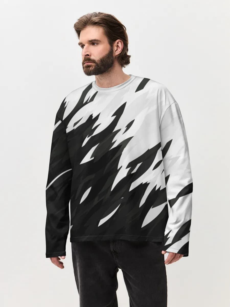 Herren Oversized Baumwoll Langarmshirt