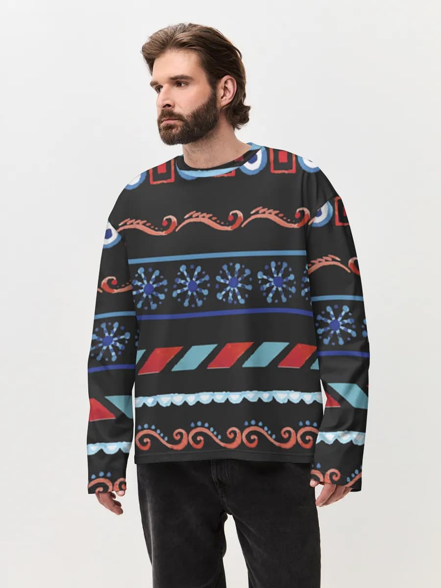 Herren Oversized Baumwoll Langarmshirt