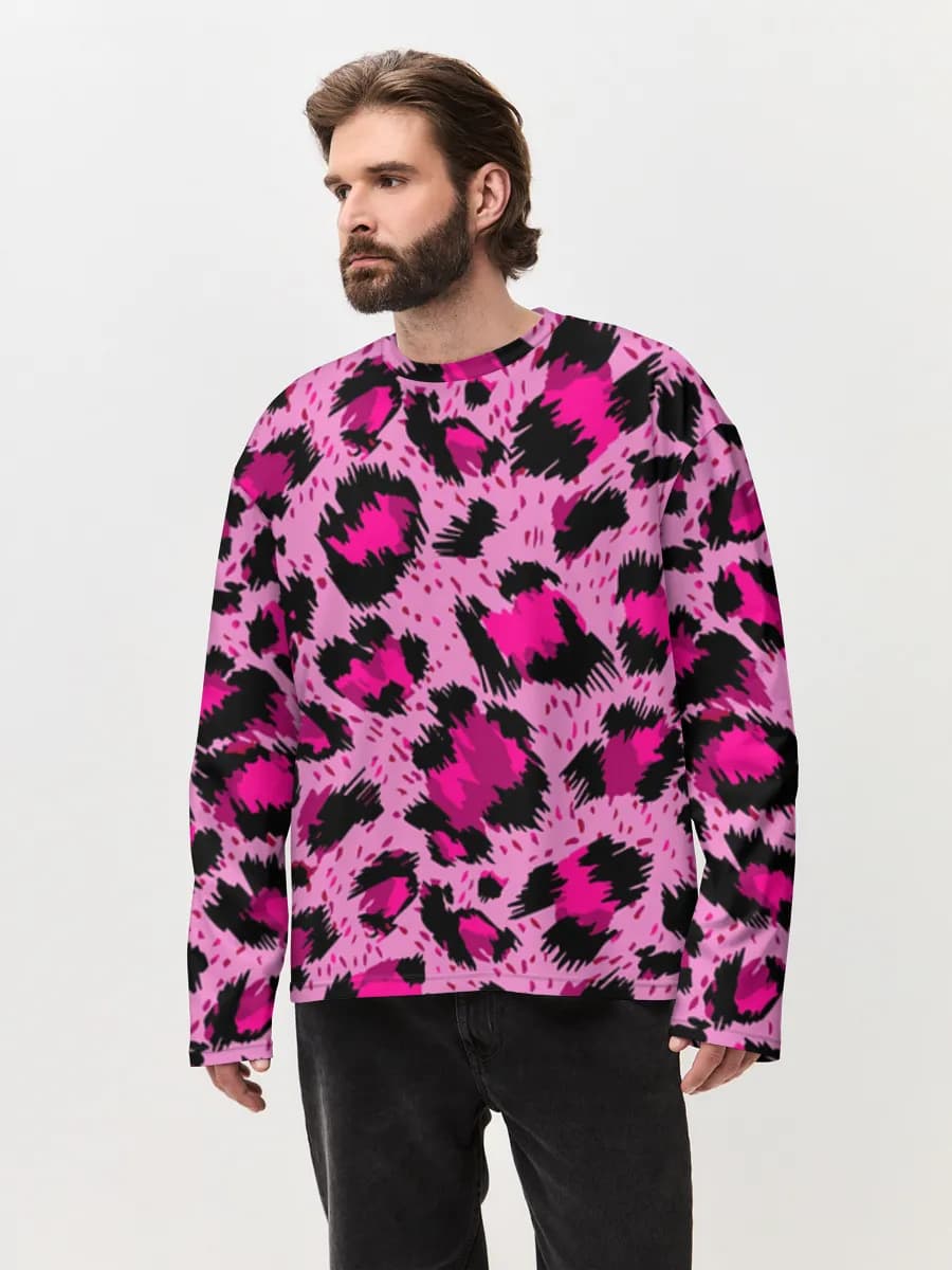 Herren Oversized Baumwoll Langarmshirt