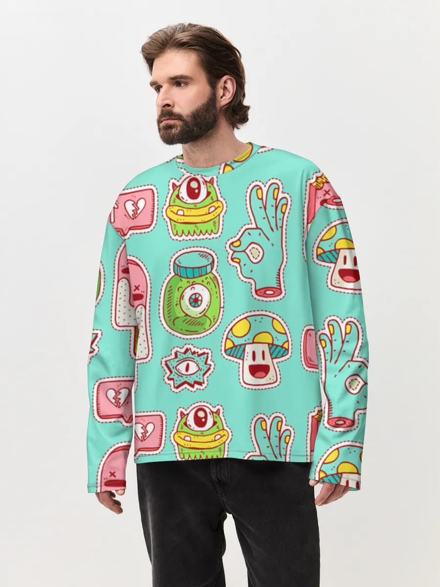 T-shirt Manches Longues Coton Oversize Homme