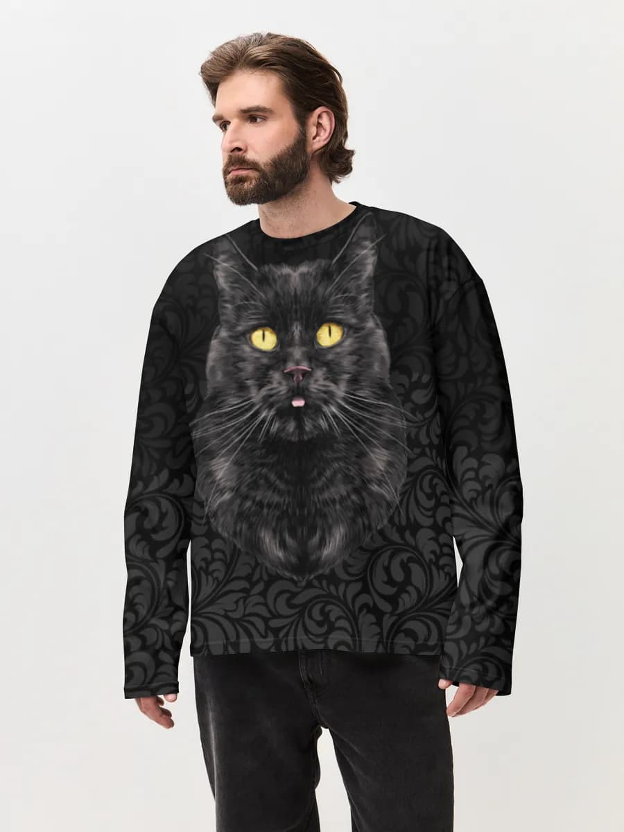 Herren Oversized Baumwoll Langarmshirt