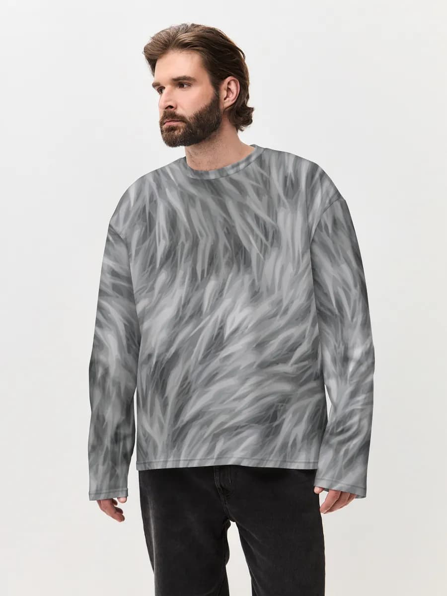 Herren Oversized Baumwoll Langarmshirt
