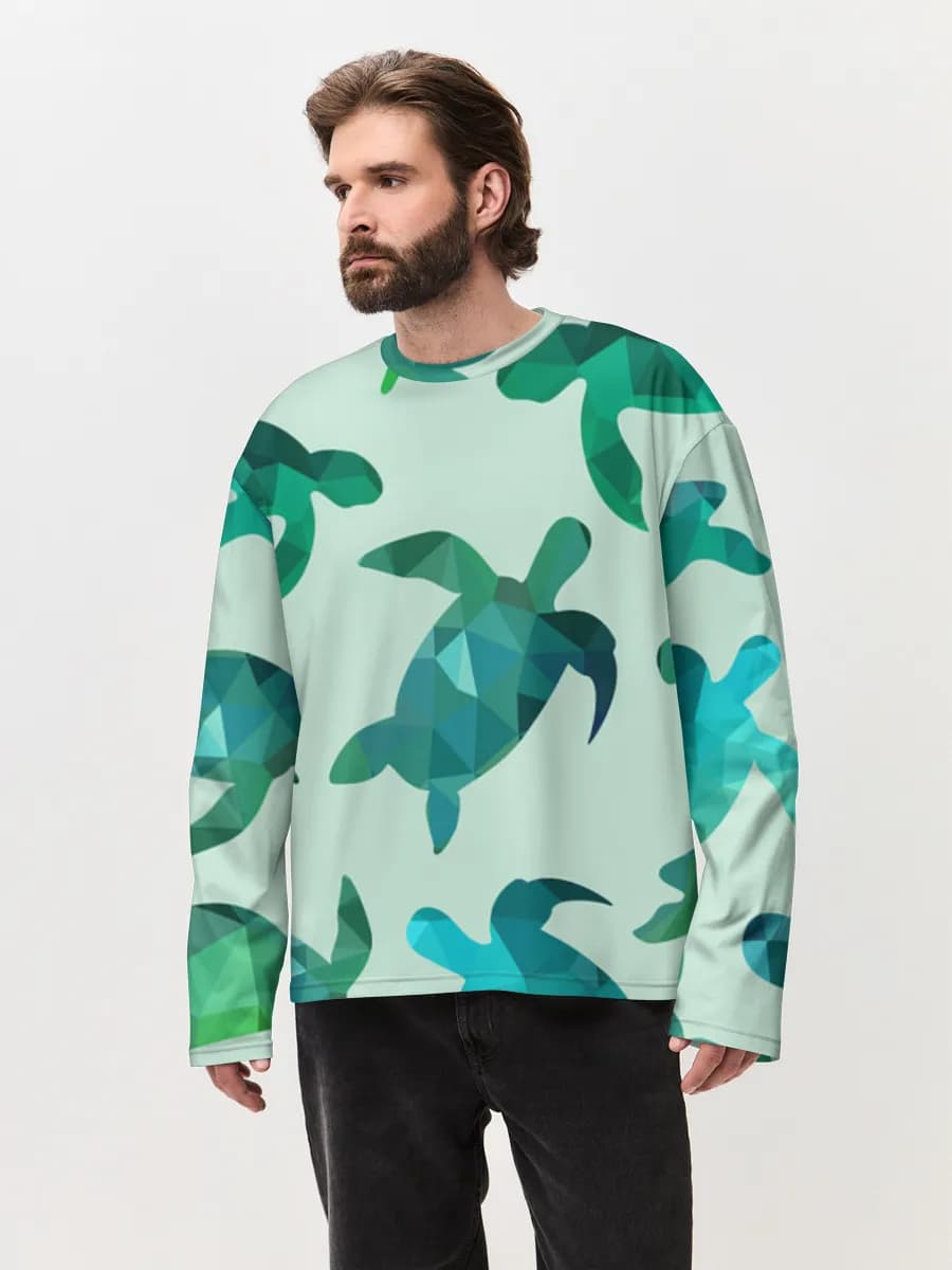 Herren Oversized Baumwoll Langarmshirt