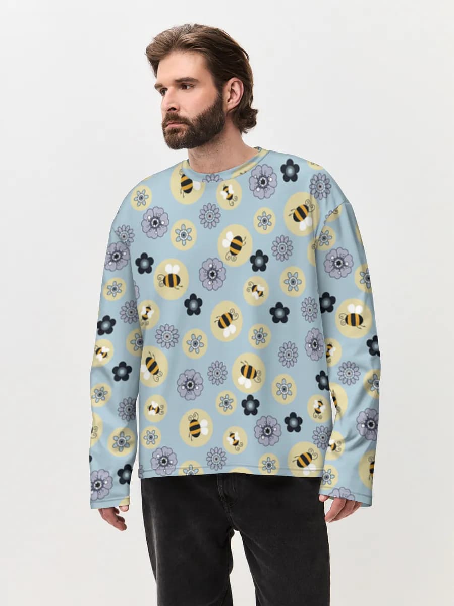 Camiseta de manga larga de algodón extragrande para hombre