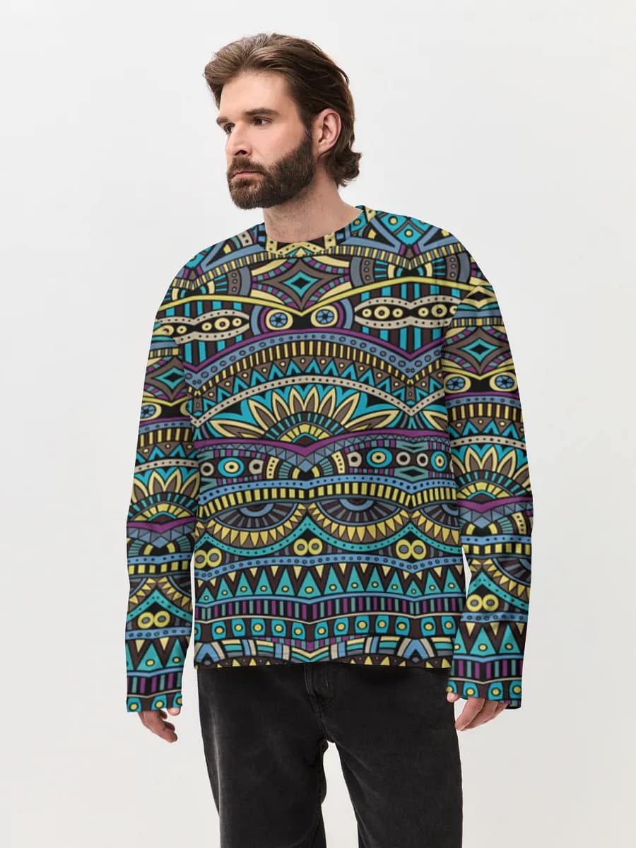Herren Oversized Baumwoll Langarmshirt
