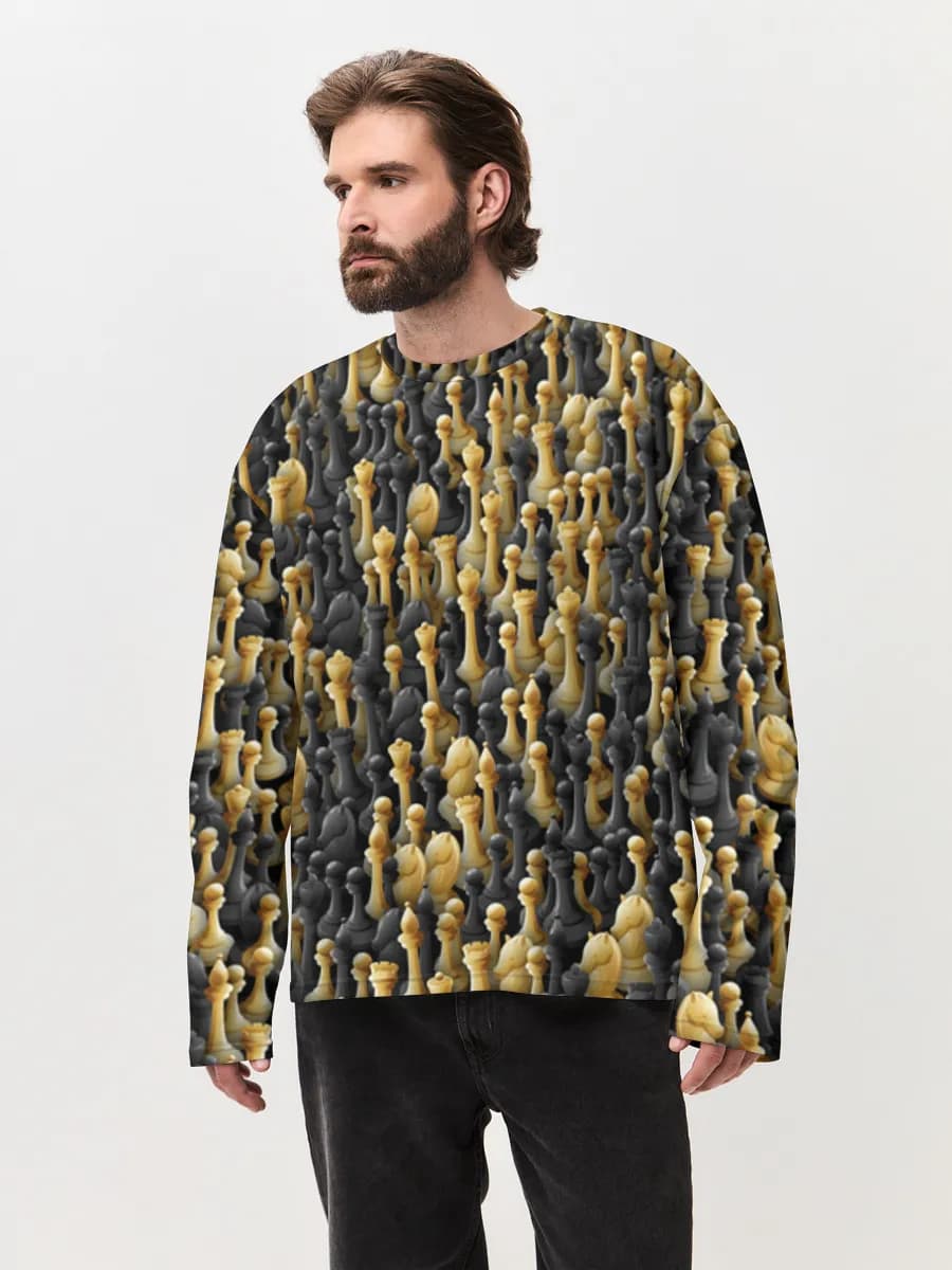 Herren Oversized Baumwoll Langarmshirt