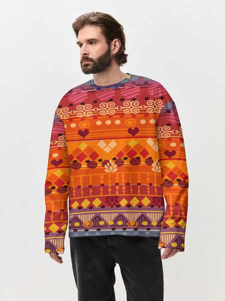 Herren Oversized Baumwoll Langarmshirt