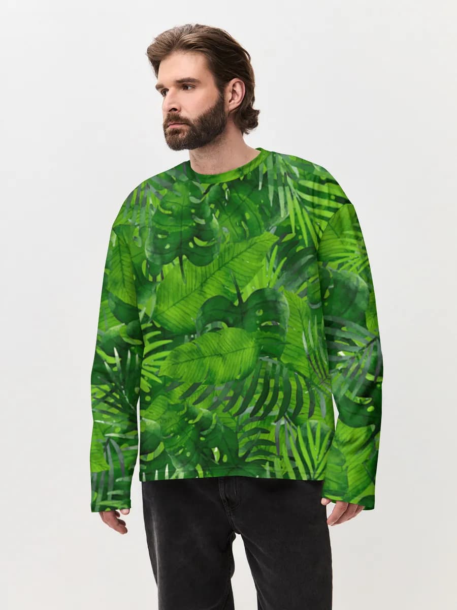 Herren Oversized Baumwoll Langarmshirt
