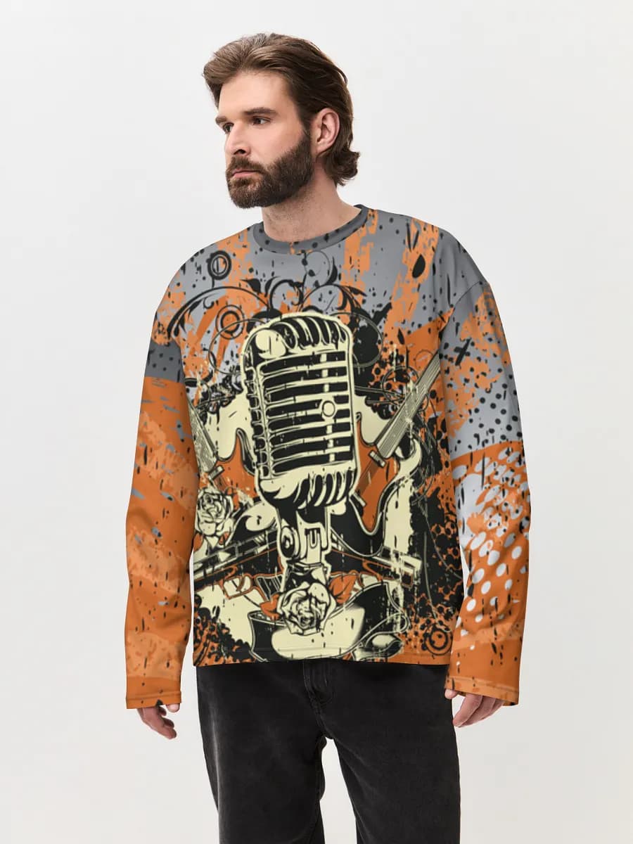 Camiseta de manga larga de algodón extragrande para hombre